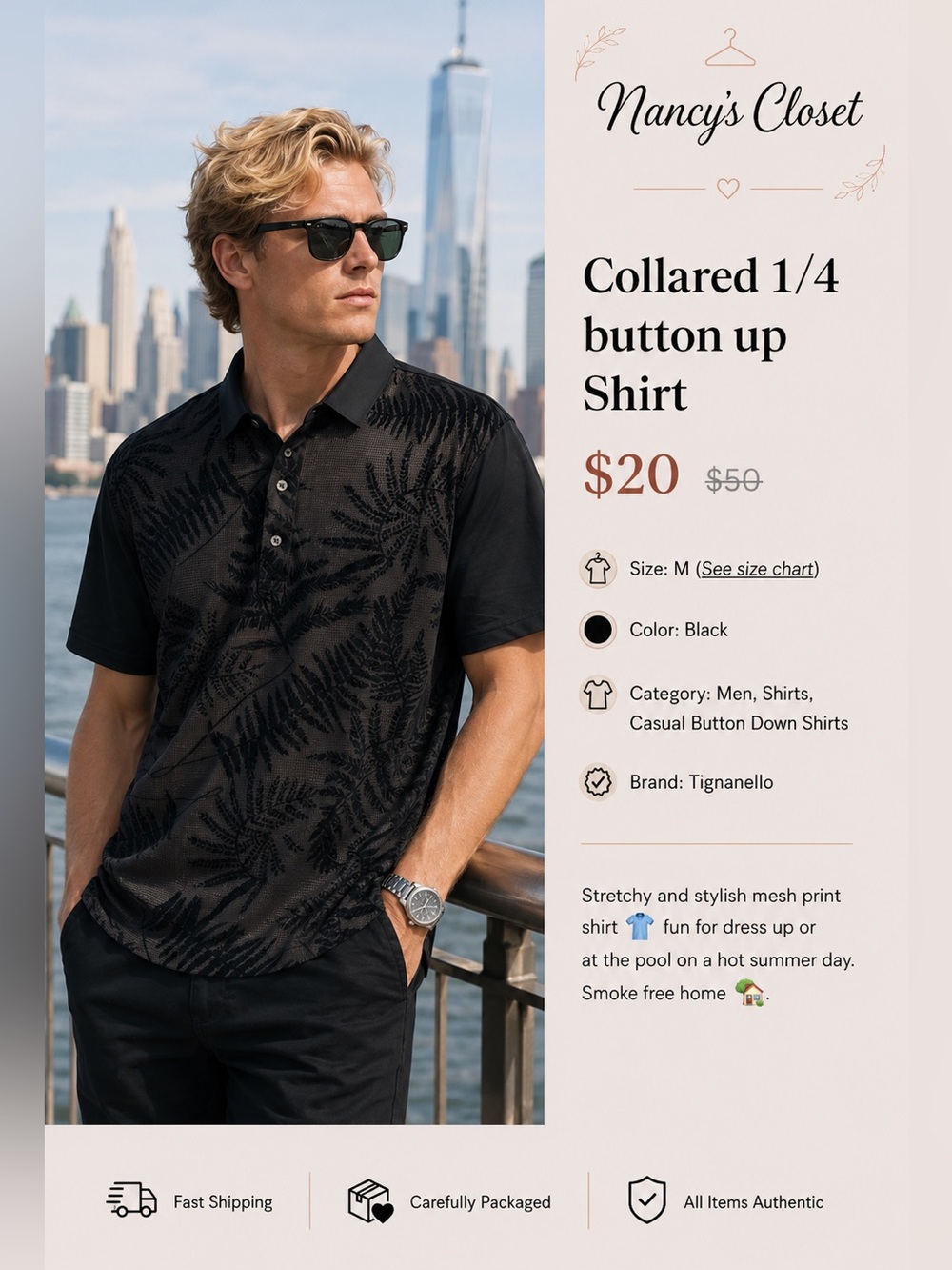 Collared 1/4 button up Shirt